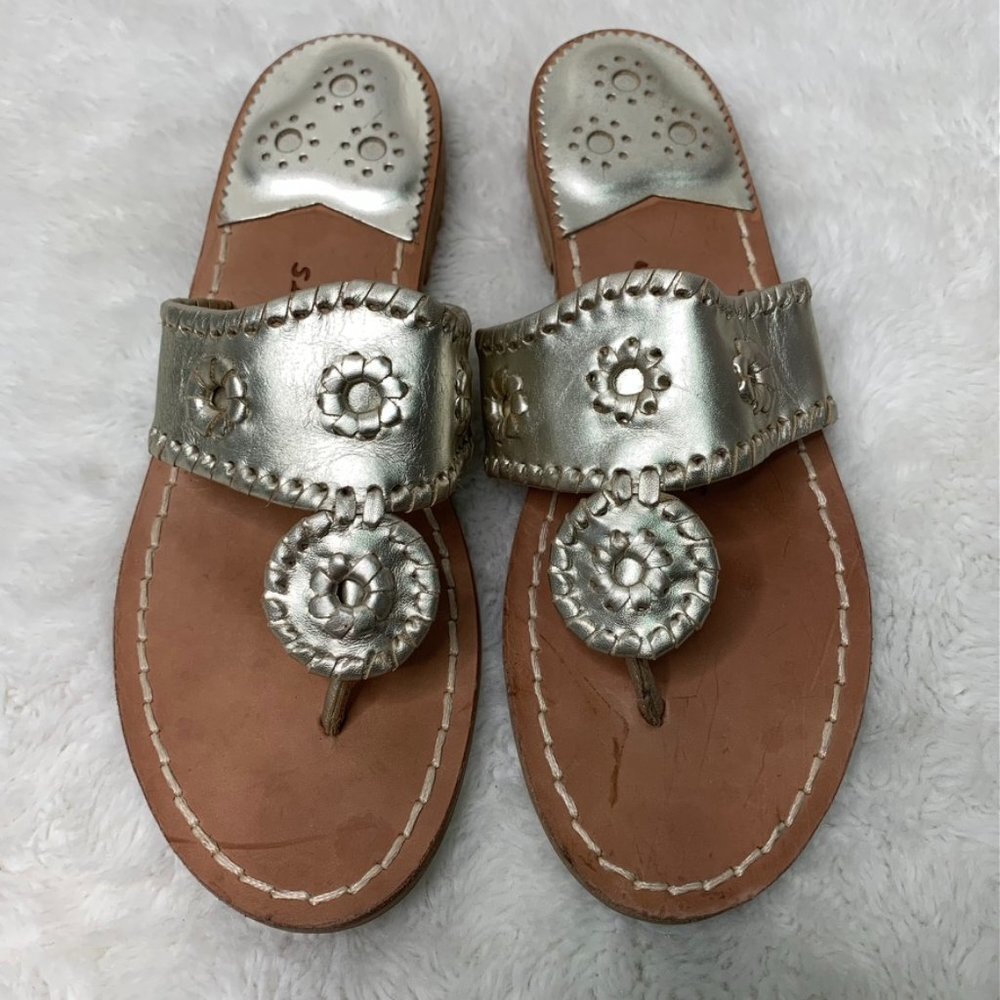 Jack Rogers Women’s Gold Thong Slip On Leather Sandals Size 6